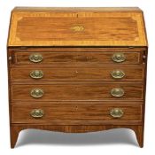 MAHOGANY & INLAID BUREAU, early 19th century, 106 (h) x 106 (w) x 50cms (d) Provenance: private