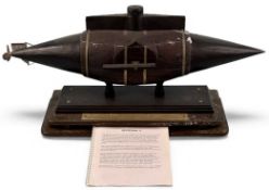 SCRATCH BUILT WOODEN MODEL OF THE RESURGAM II, on wooden stand, 34 (h) x 76 (l) x 22cms (w)