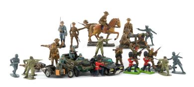 NUMBER OF ELASTOLIN GREAT WAR FIGURES, and various later toy soldiers including Britains (qty)