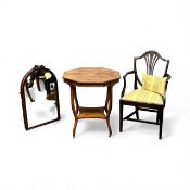 VARIOUS FURNITURE comprising Victorian octagonal inlaid rosewood two-tier centre table, 72 (h) x