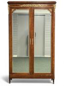 LOUIS XV STYLE TWO-DOOR MIRROR ARMOIRE, with bevelled glass and brass mounts, 225 (h) x 130 (w) x