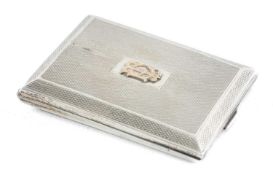 GEORGE V RECTANGULAR SILVER MATCHBOOK HOLDER, machine engraved decoration and applied with gold