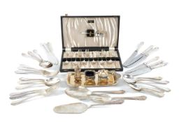 SILVER-PLATED CANTEEN OF CUTLERY, including canteen for ten, approx. 100 pieces in total, box set of