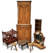 FURNITURE ASSORTMENT, to include reproduction walnut corner cabinet, 173 (h) x 67 (w) x 41cms (d);
