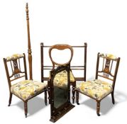 PARCEL OF VINTAGE FURNISHING ITEMS, to include three chairs, towel airer, standard lamp, and a