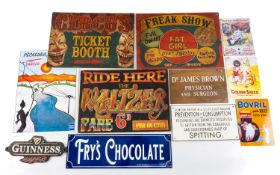 NUMBER OF REPRODUCTION SIGNS, including Fry's Chocolate and a 'Dr. James Brown, Physician & Surgeon'