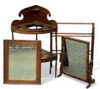FURNITURE PARCEL, to include Victorian mahogany corner washstand, small oak framed wall mirror,