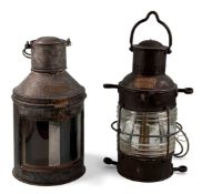METEORITE STERN LAMP with port and starboard filter, 43cms (h); and a beacon lamp, 51cms (h) (2)