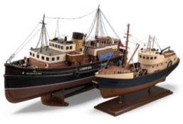MODEL OF LIVERPOOL PILOT VESSEL THE WILLIAM M CLARKE, presented on a wooden stand, 80cms (l); and
