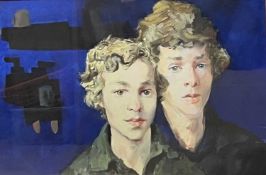 ‡ ROBERT OSCAR LENKIEWICZ (British, 1941-2002) oil on canvas - brothers, 49 x 75cms Provenance: