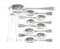 GEORGE III SILVER SERVING SPOON by David Crawford, Newcastle 1779; pair of George III bright-cut