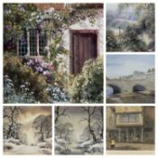 ‡ VARIOUS ARTISTS: HILARY SCOFFIELD (British, b. 1958) pair of watercolours - cottage garden and a