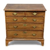 VICTORIAN MAHOGANY CHEST OF DRAWERS, on bracket feet, with brass drop handles and back plates, 83 (