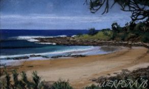 ‡ JOANNA TERPSTRA (Australian, 20th century) mixed media - entitled verso 'Convent Bay, Yamba,
