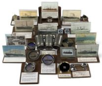 SHIPPING LINE MEMORABILIA / SOUVENIRS, four butterfly wing dishes, Queen Elizabeth, SS Orcades,
