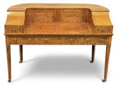ROSEWOOD, BURR WALNUT & LINE INLAID CARLTON HOUSE DESK, 99 (h) x 136 (w) x 70cms (d) Provenance: