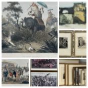 G.F. ATKINSON three chromolithographic engravings - 'Our Tiger Shooting', 'Racecourse' and 'Pig