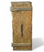 STUDDED OAK HATCH COVER from HMS Conway, with brass fittings, 127 (h) x 47cms (w) Provenance: