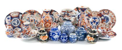 ASSORTMENT OF JAPANESE IMARI PATTERN BOWLS, PLATES & VASES Provenance: private collection