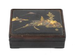JAPANESE KOMAI STYLE TRINKET BOX, traditional Japanese landscape including dwelling, trees, and