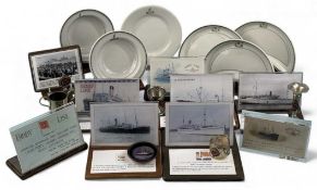 ASSORTED SHIPPING LINE MEMORABILIA, including silver-plated souvenir wares from HMT Dorsetshire,