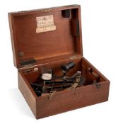 E. R. WATTS & SON, LONDON SEXTANT black finish with brass arc, no. 429, in fitted mahogany case
