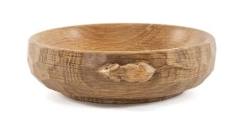 ROBERT 'MOUSEMAN' THOMPSON OF KILBURN SMALL ADZED OAK BOWL, 15.5cms (diam.) Provenance: private