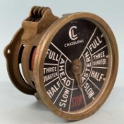 CHADBURN'S EARLY 20TH CENTURY SHIP'S TELEGRAPH, brass and gold-plated metal case, black dial with
