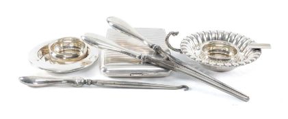 GEORGE V SILVER CIGARETTE CASE, slightly curved form with vertilinear decoration and vacant