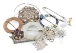 IONA SCOTTISH SILVER & ENAMELLED PENANNULAR BROOCH by Alexander Ritchie, 55mms; another Alexander