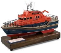 PLASTIC SCALE MODEL OF A SEVERN-CLASS LIFEBOAT, mounted on a wooden stand, 46cms (l) Provenance: