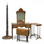 VARIOUS FURNITURE, to include three-drawer mahogany desk, 72 (h) x 91 (w) x 49cms (d); standard