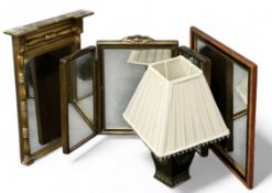 LATE REGENCY GILTWOOD PIER GLASS, 68 x 51cms; rosewood and ebonised framed mirror, 63 x 58cms;