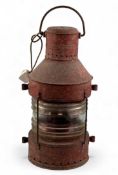 VINTAGE PORT LAMP, red painted metal casing, 53cms (h) Provenance: private collection