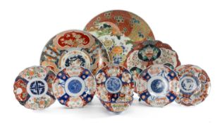 JAPANESE IMARI LARGE LATE 19TH CENTURY CIRCULAR CHARGER, decorated with flowers and birds, heavily