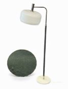 MID-CENTURY RETRO CHROME & PERSPEX ADJUSTABLE HEIGHT STANDARD LAMP, 170cms (h), and a circular