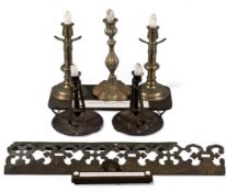 PAIR OF BRASS CANDLESTICKS, Wilson Line ships, pair of brass chamber sticks, candle holders