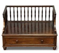 EARLY 19th CENTURY MAHOGANY BOOK PORTER WITH WRITING DRAWER, 25 (h) x 37 (w) x 24cms (d) Provenance: