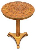 SPECIMEN WOOD PARQUETRY PEDESTAL TABLE, 69 (h) x 54cms (diam.) Provenance: private collection