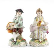 PAIR OF SITZENDORF FIGURES, The Flower Pickers, 14cms (h) (2) Provenance: private collection
