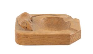 ROBERT 'MOUSEMAN' THOMPSON OF KILBURN OAK ASHTRAY, carved with signature mouse, 10 x 7.5cms