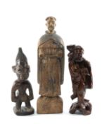 POLYCHROME PAINTED CARVED WOODEN FIGURE OF ST. FRANCIS, possibly Guatemala, 41.5cms (h); together