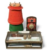 MARITIME GREEN & RED PAINTED METAL SMOKE COWL, 72cms (h); Flinders tube recovered from a wreck off