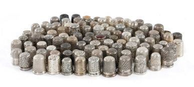 COLLECTION OF STERLING SILVER THIMBLES, approx. 100, gross weight approx. 14.5ozt Provenance:
