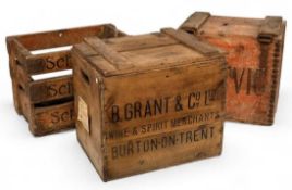 VINTAGE SCHWEPPES & BRITVIC WOODEN CRATES, and a Grants Burton-on-Trent crate (3) Provenance: