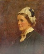 WILLIAM EDWARD MILLNER (British 1849 - 1895) oil on canvas - head and shoulder portrait of a lady in