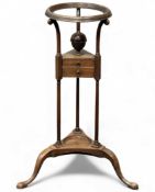 GEORGE 111 MAHOGANY WIG STAND, circular top with two central small drawers, on tripod base, 80 (h) x