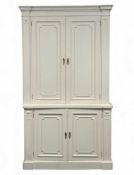 GEORGIAN STYLE WHITE PAINTED PINE PARLOUR CUPBOARD, 228 (h) x 127 (w) x 53cms (d) Provenance: