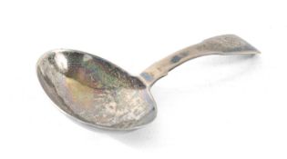 GEORGE III IRISH SILVER CADDY SPOON (amended description - Hibernia mark), oval bowl, the handle