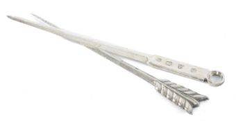 ELIZABETH II SILVER MEAT SKEWER, Lowe & Sons, Chester 1962, 20.5cms (l), 43g; and an EPBM arrow form